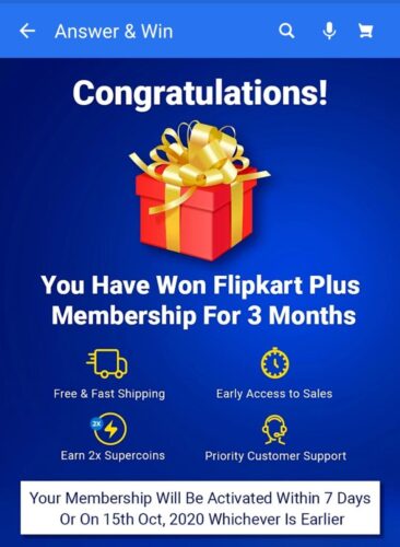 Flipkart Membership Quiz
